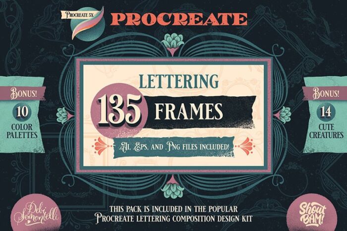 135 Vintage Border Procreate Decorative Brushes download procreate