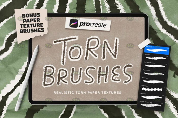 Download Procreate torn paper effect brushes procreate