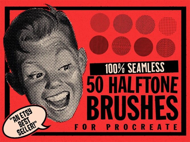 50 Seamless Procreate Halftone Brushes download procreate