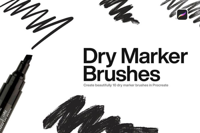 10 Dry Marker Procreate Brushes download procreate