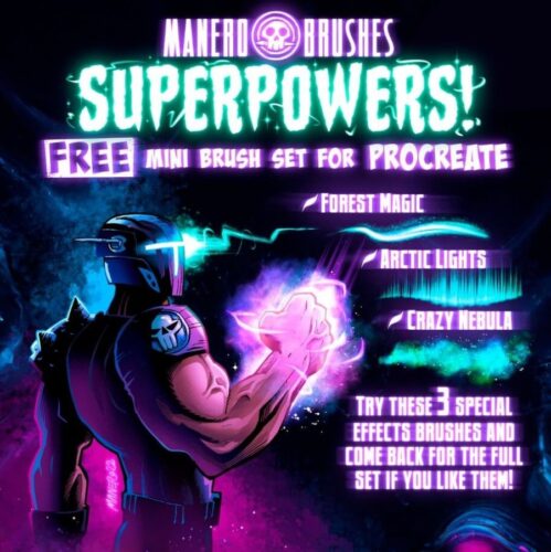 Free Procreate Brushes with Super Power Light Effect  download procreate