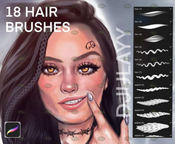 Download 18 Hairstyle Hair Procreate Brushes procreate